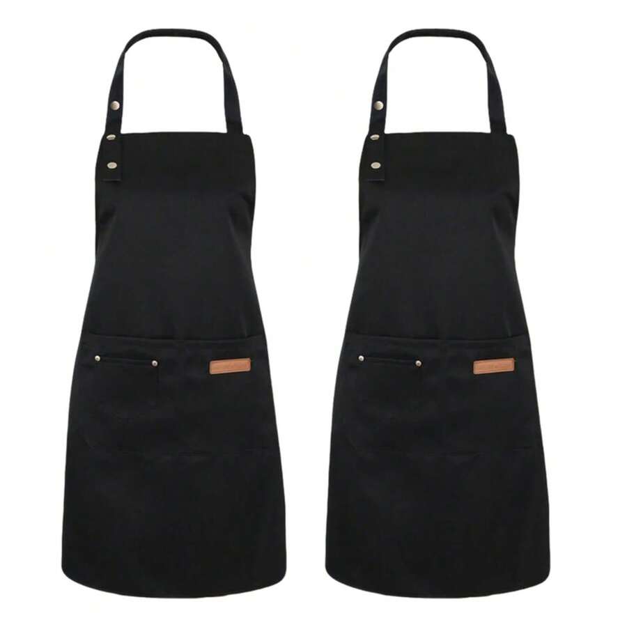 1Pcs Kitchen Chef Bib Aprons With Adjustable Straps And Pockets Resistant Cooking Apron For Women Men Chefs Waiters - 1 - 查看 1
