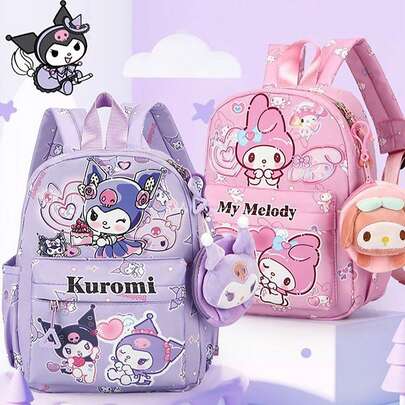 SANRIO 1 Piece Cute/Sweet Print Backpack, Water-Resistant Durable Nylon Fabric, Large Capacity Multi-Pocket Design, Fits Laptop, Books, Stationery, Smooth Zipper Closure, Lightweight Breathable Adjustable Shoulder Straps, Kawaii Japanese Style, Daily Use Rucksack For Commuting, School, Short Trips, Outdoor Activities, Casual Outings, Travel, Perfect As Birthday Gift, Back-To-School Present For Fans Of Cute Characters, Versatile And Stylish Bag For All Occasions