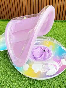 1个闪亮女童游泳圈遮阳罩，儿童腋下游泳圈，婴儿座椅游泳圈 - 粉色 - 查看 6