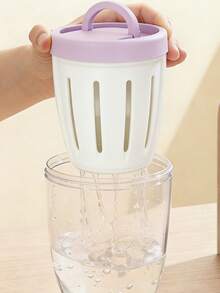 Portable Picnic Cutlery Set With Double-Layer Drainage Cup, Fruit Cup, Salad Cup, Takeaway Box - Purple - View 4