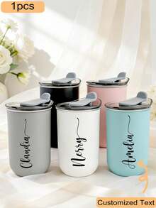 1 pieza Taza de viaje de acero inoxidable personalizada, taza de café aislada de doble pared con nombre personalizado, taza para bebidas frías, acabado mate elegante, reutilizable, regalo para hombres mujeres novio novia padre madre amigos estudiantes oficina escuela, regalo de cumpleaños - Multicolor - Ver 10