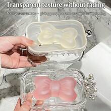 Wavy Wall Mounted Soap Dish, Bathroom Double Layer Soap Storage Rack Without Drilling - 1pc Transparent Color - View 2