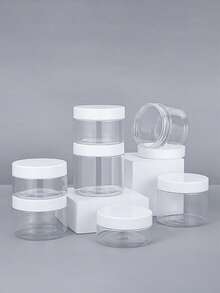 1PC 7cm Diameter Plastic Storage Bottles With Lids, Pigment Dispensing Bottles, Cream Mask Bottles, Eye Cream And Face Cream Bottles, PET Wide-Mouth Transparent Trial Dispensing Bottles, Cosmetic Dispensing Bottles - White - View 7