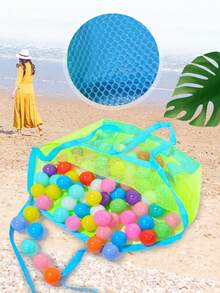 1pc Foldable Mesh Beach Bag, Large Capacity Travel Tote, Quick Draining & Sand Proof, Lightweight Multipurpose Storage Pouch, Suitable For Beach, Travel, Camping And Vacation - Multicolor - View 5