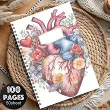 1pc Aesthetic Nurse Care Spiral Notebook Travel Journal, Nursing School Essential Spiral Planner, Nurse Appreciation Gift, Nurse Graduation Notebook, Personal Organizer With Anatomy - A5 - View 9