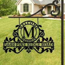 Personalized Yard Sign,1-Piece Outdoor Custom Metal Address Sign - Unique Wall Sculpture For House Numbers, Weather-Resistant Plaque, Suitable For Garden Or Home, Perfect Housewarming Gift, Featuring A Durable And Rust-Resistant Design. - Multicolor - View 3