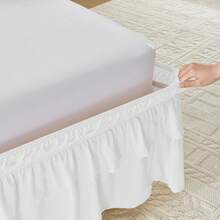 Multi-Layer Ruffle Bed Skirt 16 Inch Drop, 2 Layer Elastic Wrap Around Bed Skirts For Twin Full Queen King CK Size Bed, Easy To Install Dust Ruffle, Machine Washable Soft Fabric, Double Layers Bedskirt - trắng - Xem 9