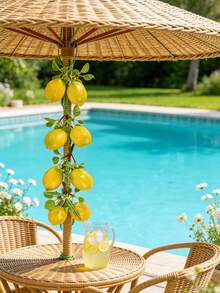 8 pièces Grappes de vignes de citron, 1 grappe de fruits de citron jaune réaliste avec feuilles, convient pour le style rustique d'hôtel, maison, restaurant, magasin de fruits, jardin de la maison, fête, bar, décoration d'armoire et accessoires de cinéma, grappe de fruits décoratifs souples - Multicolore - Voir 4