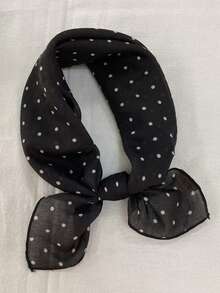 卡通小狗印花小方巾，百搭时尚围脖/头巾，女士适用 - S54642-黑色 - 查看 3