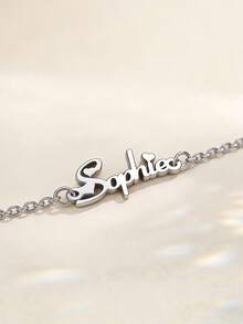 Vòng chân khắc tên theo yêu cầu dành cho nữ, trang sức phong cách Bohemian cá nhân hóa, mặt dây chuyền hình vương miện và chữ cái bằng thép không gỉ mạ vàng, quà tặng cho bạn gái/vợ. - Bạc - Xem 7