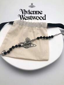 Vivienne Westwood Messaline Collection Black Agate Saturn Bracelet Silver Tone, Brass - 銀色 - 查看 8