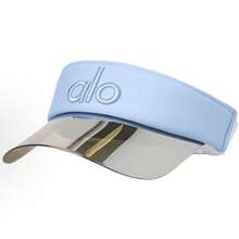 Alo Yoga Logo Sun Visor Hats For Women Wide Brim UV Protection Adjustable Large Golf Beach Cap Packable Travel Sport Visor - Màu xanh nhạt - Xem 1