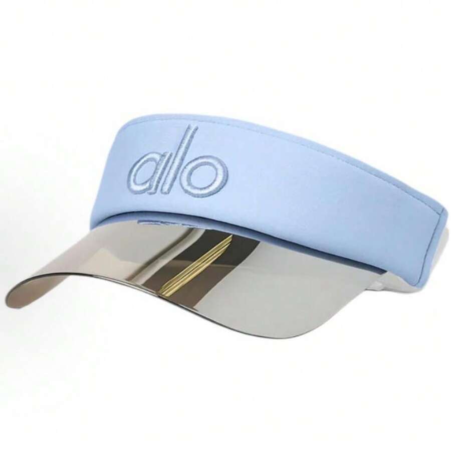 Alo Yoga Logo Sun Visor Hats For Women Wide Brim UV Protection Adjustable Large Golf Beach Cap Packable Travel Sport Visor - Màu xanh nhạt - Xem 1