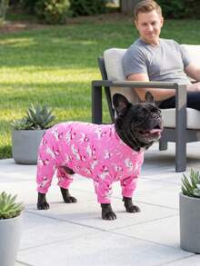 Dog Summer Shedding Hair Control Pajamas - Breathable High Stretch Full Coverage Pet Rompers, Summer Anti Licking & Bug Protective Jumpsuit For Medium Large Dogs, All Over Printing Dog Clothes - Cute Pink Dog Pattern - Multicolor - View 7