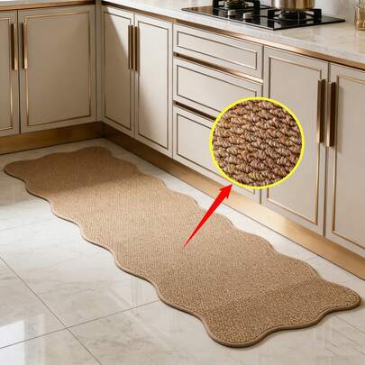 1 pieza Alfombra de cocina tipo yute con diseño de piña, gruesa y durable, color marrón sólido, diseño minimalista multiusos, adecuada para sala de estar, sofá, felpudo, dormitorio, exterior, fondo lavable, alfombrilla rascadora para gatos, alfombra de cocina, alfombra de baño, felpudo de bienvenida, alfombra exterior, alfombra pequeña, fácil de limpiar con aspiradora