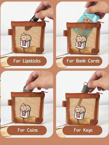 Mini Capybara Mesh Pencil Storage Bag, Portable Pouch For Pens Erasers, Cartoon Design Simple Transparent Pocket, Coin Purse Storage Pouch - Mesh Bag - View 6