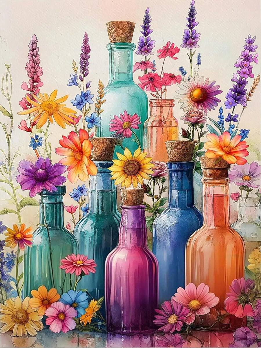 1幅DIY钻石画 - 花瓶，家居装饰，全钻，30*40厘米/40x50厘米 - 套裝 - 查看 1