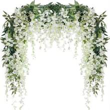 4件/10件套人造白色紫藤花藤，丝绸紫藤花环，适用于婚礼拱门、派对花园、家居装饰、复活节礼物、婚礼装饰、房间美化、家居装饰、情人节、生日礼物、毕业礼物等。 - 白色 - 查看 1