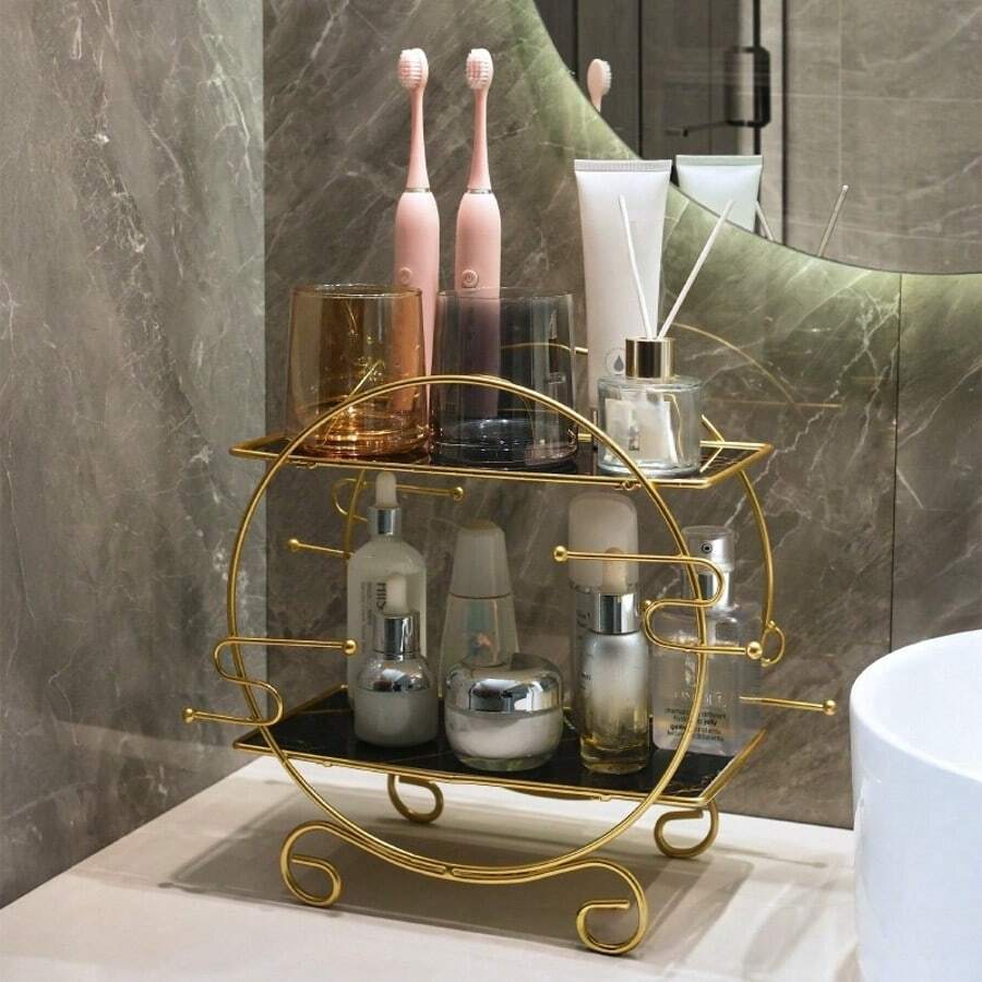 Large Capacity Vanity Organizer Rack For Bathroom Countertop And Dressing Table - Gold - View 1
