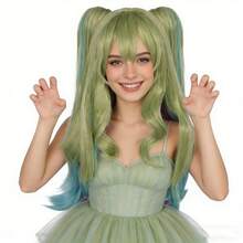 Tóc giả dài kiểu ombre từ xanh lá nhạt sang xanh lam và tím dành cho cosplay anime, có kẹp tóc đuôi ngựa đôi có thể tháo rời, chất liệu sợi tổng hợp chịu nhiệt cao, có mái, hoàn hảo cho các dịp lễ hội, Comic Con, trang phục nhân vật game và thời trang hàng ngày. Mũ đội thoáng khí có thể điều chỉnh phù hợp với mọi kích cỡ đầu, dễ tạo kiểu và bảo quản. - Nhiều màu - Xem 2