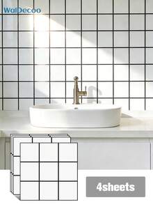 WalDecoo 4pcs/10pcs/20pcs Mosaik Kotak-kotak Tempel untuk Dinding Dapur, Kamar Mandi, dan Ruang Tamu - Mosaik kisi - View 19