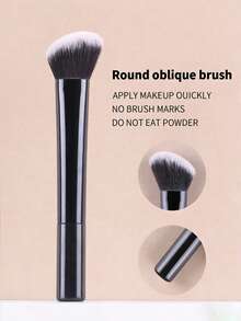 1pc Portable Contour Makeup Brush For Daily Use - Black - View 1