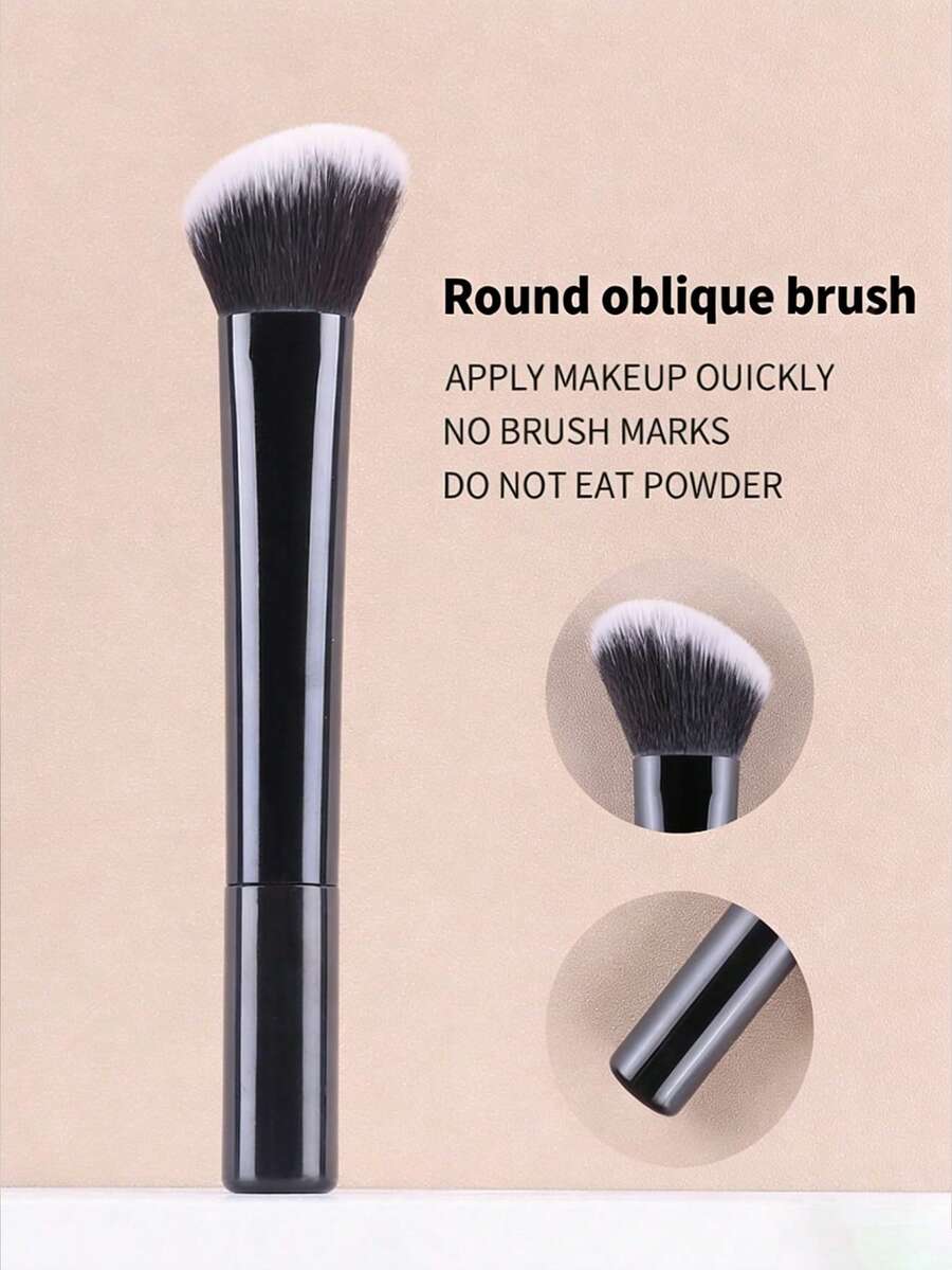 1pc Portable Contour Makeup Brush For Daily Use - Black - View 1