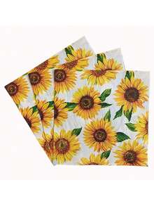 20 pièces Serviettes en papier jetables tournesol - Idéal pour les mariages, les après-midi de thé, le printemps, les mariages et les fêtes, la décoration de fête pastel, les serviettes d'anniversaire heureux, les serviettes, les serviettes de fête, la décoration de table, les serviettes jetables - multicolore - Voir 3