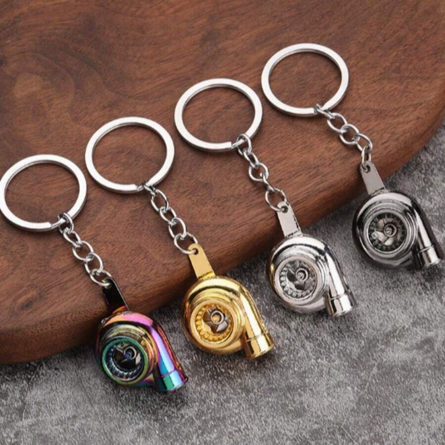 4 couleurs Porte-clés créatif en métal avec design de turbine, disque de frein et amortisseur. Cadeau réfléchi pour les hommes, les amis, les collègues et la famille. Porte-clés thème automobile, cadeau de fête - A - Voir 1