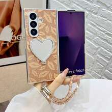 1个女士手机壳，保护套，电镀闪粉嘴唇和爱心图案，带挂绳，可爱时尚，个性化设计，配有可拆卸挂绳，适用于三星Galaxy Z Fold 7、Z Fold 6、Z Fold 5、Z Fold 4、Galaxy Z Flip7、Z FE、Z Flip6、Z Flip5 - 彩色 - 查看 19