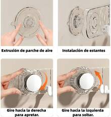 Gancho giratorio de ventosa paquete organizador de toallas de baño, perforador para estante de almacenamiento de múltiples ganchos montado en la pared - Gris Claro - Ver 3