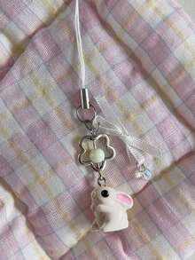 1pc Cute, Soft And Sweet 3D Carved Rabbit Phone Strap, Bag Charm, Key Chain - Multicolor - View 8