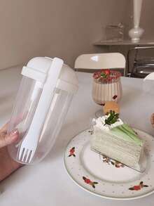 1/2pcs Portable Salad Cup With Built-In Fork, Large Capacity Leak-Proof, Ideal For Office Workers, Students, Outdoor Picnics, Commuting, Random Color - View 6