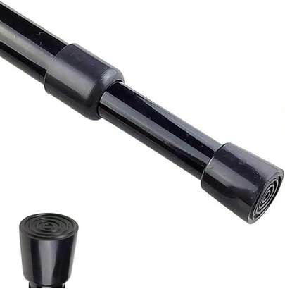 Adjustable Spring Tension Curtain Rod - 28-43 Inch Extendable Heavy Duty Black Rod For Kitchen, Bathroom, Window, Closet