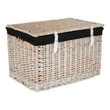 Red Hamper 60cm Whitewash Wicker Chest Picnic Storage Basket - Black - View 4