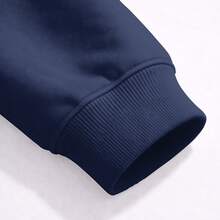 Casual Sweatshirt With Leaf And Mountain Print. - Màu xanh hải quân - Xem 4