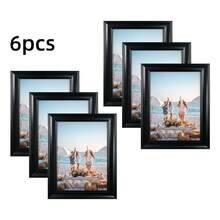 6pcs Classic Fashion Picture Frame Set, Multi-Color Frames, Horizontal & Vertical Display, Fits 3.5x5", 4x6", 5x7", 6x8", 8x10" Photos Or Artwork, Suitable For Personal Portraits, Landscapes, Illustrations, Photo Wall, Growth Records, Family Albums (Photo Paper Randomly Included) - 6Pcs - 查看 1