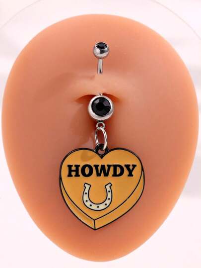 Women's Belly Chain, 1pc Retro Western Cowgirl Sexy Unique Design Leopard Print Horseshoe Navel Ring, Suitable For Daily And Holiday Wear