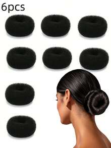 12 pièces Petit formateur de chignon, set de petits donuts pour chignon pour femmes, outil de fabrication de donut pour chignon pour cheveux courts et fins, accessoires de coiffure en couronne - Multicolore - Voir 7