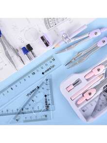 Bộ dụng cụ toán học 9 món nhiều màu sắc dành cho học sinh, kèm hộp đựng chống sốc, bao gồm thước kẻ, thước đo góc, 2 compa, bút chì, gọt bút chì, món quà hoàn hảo cho năm học mới. - Mảnh duy nhất - Xem 5