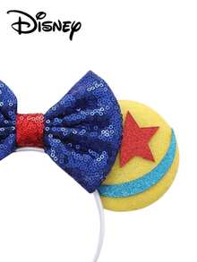 Disney 1pc Yellow + Star Pattern + Blue Sequin Headband, Yellow + Star Pattern + Blue Sequin Headband - Holiday Party Headband, Headpiece, Fun Photo Prop, Amusement Park Accessory, Suitable For Birthday Party And Easter Event, Adorable Bow Cartoon Hair Clip, Princess Costume Accessory Hair Band Hair Hoop Hairband Diadema - Multicolor - View 4