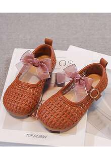 2026 Spring/Summer New Style Baby Learning Shoes For Girls - Soft-Soled Princess Shoes For 0-3 Years Old - Fashionable Openwork Little Shoes - Brown - View 3