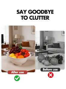 1 pièce Panier de drainage d'oreille de style INS, design creux en plastique épaissi, panier à fruits, assiette à collations, bol à bonbons, plateau de fruits secs, rangement de cuisine créatif pour la maison, panier de rangement multifonctionnel de haute qualité, convient pour le rangement de cuisine, la table basse du salon, le service de table à manger, le pique-nique, le camping, les rassemblements de vacances - Multicolore - Voir 3