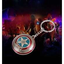 Rotating Shield Star Keychain Set, Superhero Inspired Metal Bag Charm, Car Key Pendant For Fans & Teens, Birthday & Movie Souvenir Gift - Màu xanh lam - Xem 4