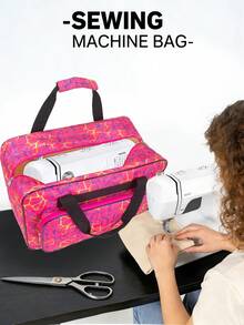 Sewing Machine Carrying Case - Multi-Pocket Storage Bag With Adjustable Shoulder Strap, Fits Most 15-18 Inch Machines, Water-Resistant Oxford Fabric - Multicolor - View 9