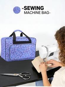Sewing Machine Carrying Case - Multi-Pocket Storage Bag With Adjustable Shoulder Strap, Fits Most 15-18 Inch Machines, Water-Resistant Oxford Fabric - Multicolor - View 18