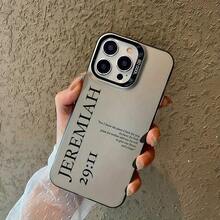 Slogan 1pc Black Energetic Shell Imprinted Bible Verse English Sentence Pattern Phone Case, Personalized Compatible With IPhone 16 Pro Max, 15, 14 Plus, 13, 12, 11 Protective Cover Waterproof Shockproof Anti-Fall Scratch Resistant - estilo1 - Ver 3
