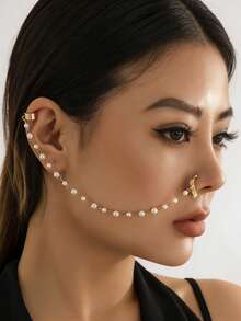 1条时尚、性感、优雅、精致、浪漫的仿珍珠串珠手链，适合女性日常休闲、外出、宴会、音乐节、派对等场合佩戴。 - 金色 - 查看 1