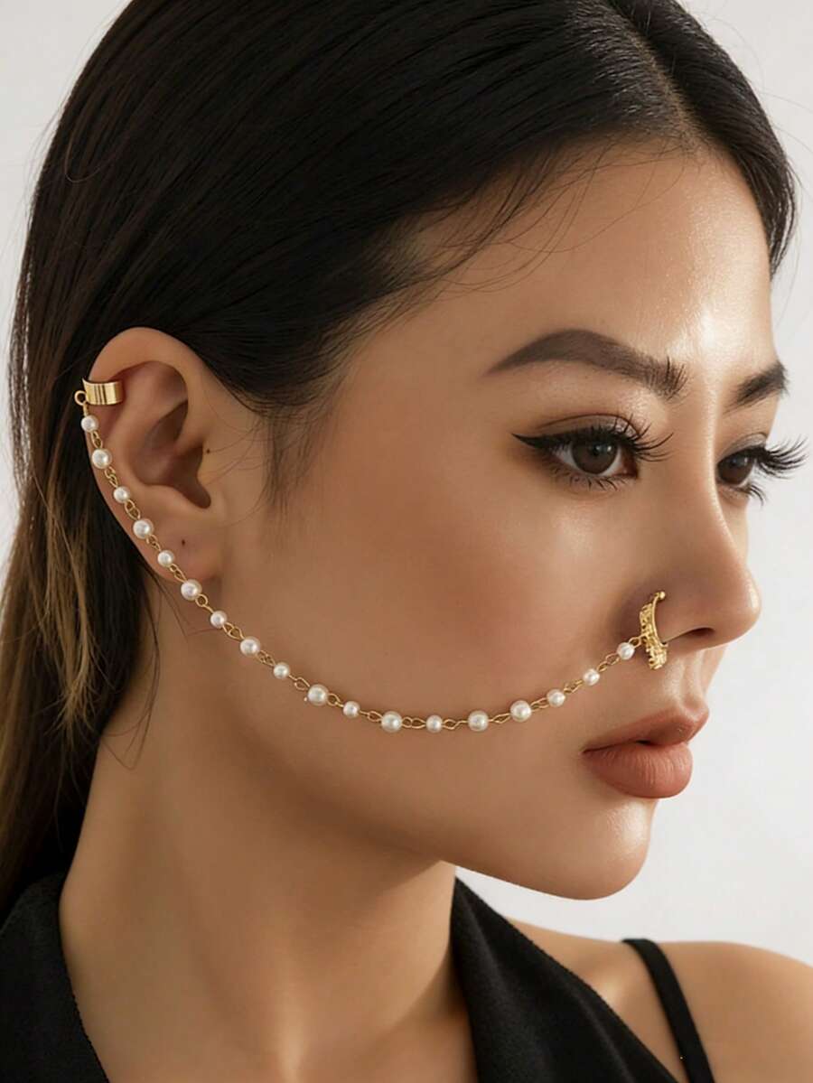 1条时尚、性感、优雅、精致、浪漫的仿珍珠串珠手链，适合女性日常休闲、外出、宴会、音乐节、派对等场合佩戴。 - 金色 - 查看 1