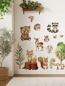 Watercolor Pirate Animals & Train Wall Stickers, Forest Animals Turtle Rainbow Decals, Removable Peel And Stick Wall Art For Kids Bedroom, Bathroom, Nursery, Playroom Decor, Room Decor, Stickers, Home Decor, Kitchen Decor, Wall Decor, Bathroom Decor, Decor, Wall Art, Bedroom Decor, House Decor, Peel And Stick Wallpaper, Wall Paper Peel And Stick, Wall Art For Living Room - Multicolor - View 7